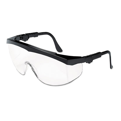 Tomahawk Safety Glasses, Black Half Frame OTG, Clear Single Lens, 12/Box