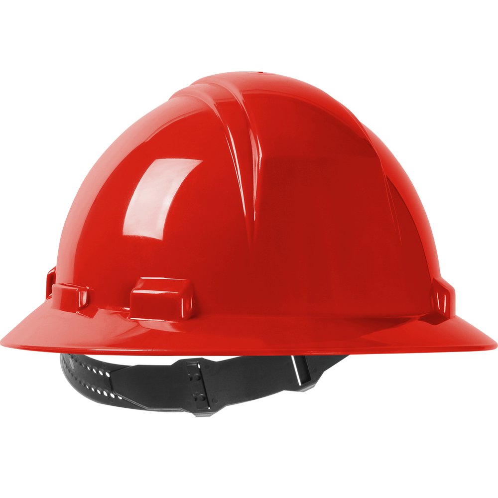 PIP Full Brim Hardhat 4-PT SUSP/PIN-LOCK RED