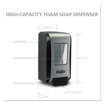 FMX-20 Soap Dispenser, 2 L, 6.5 x 4.7 x 11.7, Black/Chrome, 6/Carton