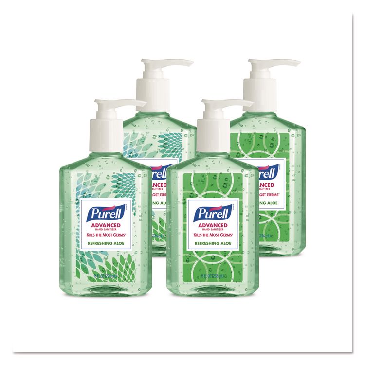 Advanced Hand Sanitizer Soothing Gel, Fresh Scent with Aloe and Vitamin E, 8 oz Pump Bottle, 24 Carton