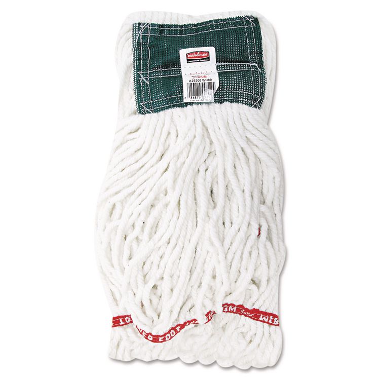 Web Foot Shrinkless Looped-End Wet Mop Head with 5" Headband, Cotton/Synthetic, Medium, White, 6/Carton