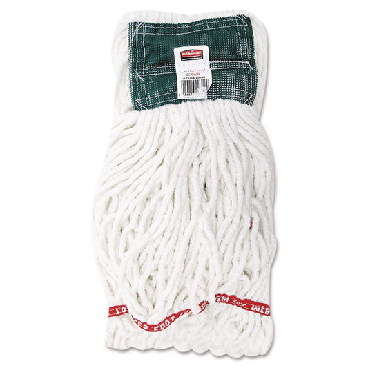 Web Foot Shrinkless Looped-End Wet Mop Head with 5" Headband, Cotton/Synthetic, Medium, White, 6/Carton