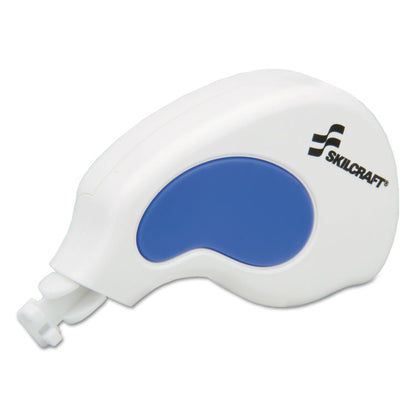 7510013900717, SKILCRAFT Correction Tape, Non-Refillable, 0.2" x 32.81 ft, White Tape, White/Blue Dispenser