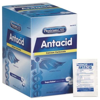 Over the Counter Antacid Medications for First Aid Cabinet, 2 Tablets/Packet, 125 Packets/Box