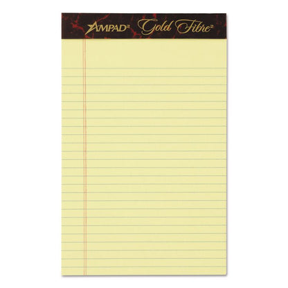 Gold Fibre Quality Writing Pads, Medium/College Rule, (50) Canary Yellow 5 x 8 Sheets, Dozen