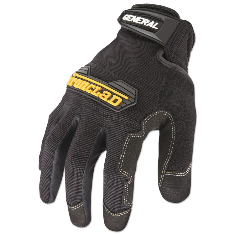 General Utility Gloves, EN388: 2132, 9" Long, Large, Black, Pair