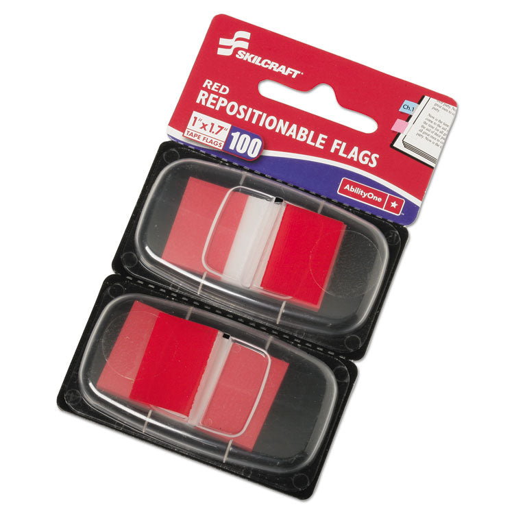 7510013152019, SKILCRAFT Page Flags, 1 x 1.75, Red, 50 Flags/Dispenser, 2 Dispensers/Pack