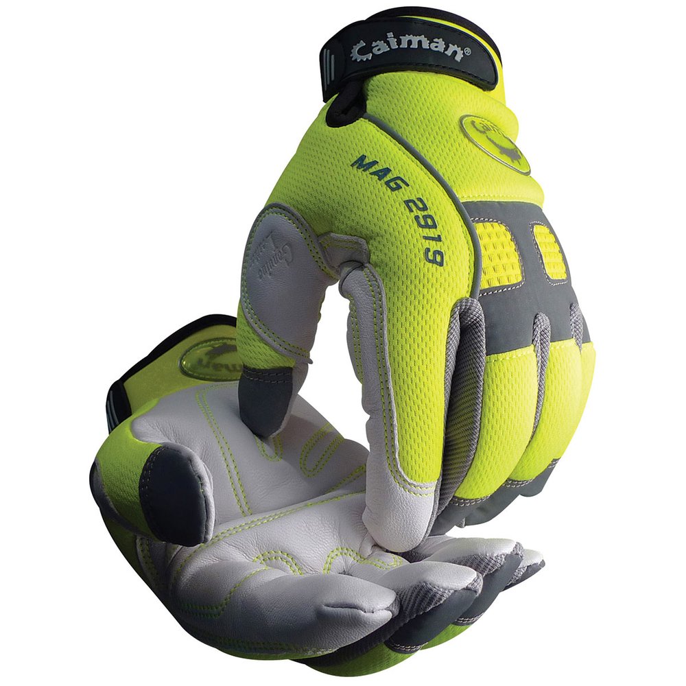 Caiman by PIP Glove WHT Goat Leather Hvis Mesh-heatrac III 2XL (Pair)