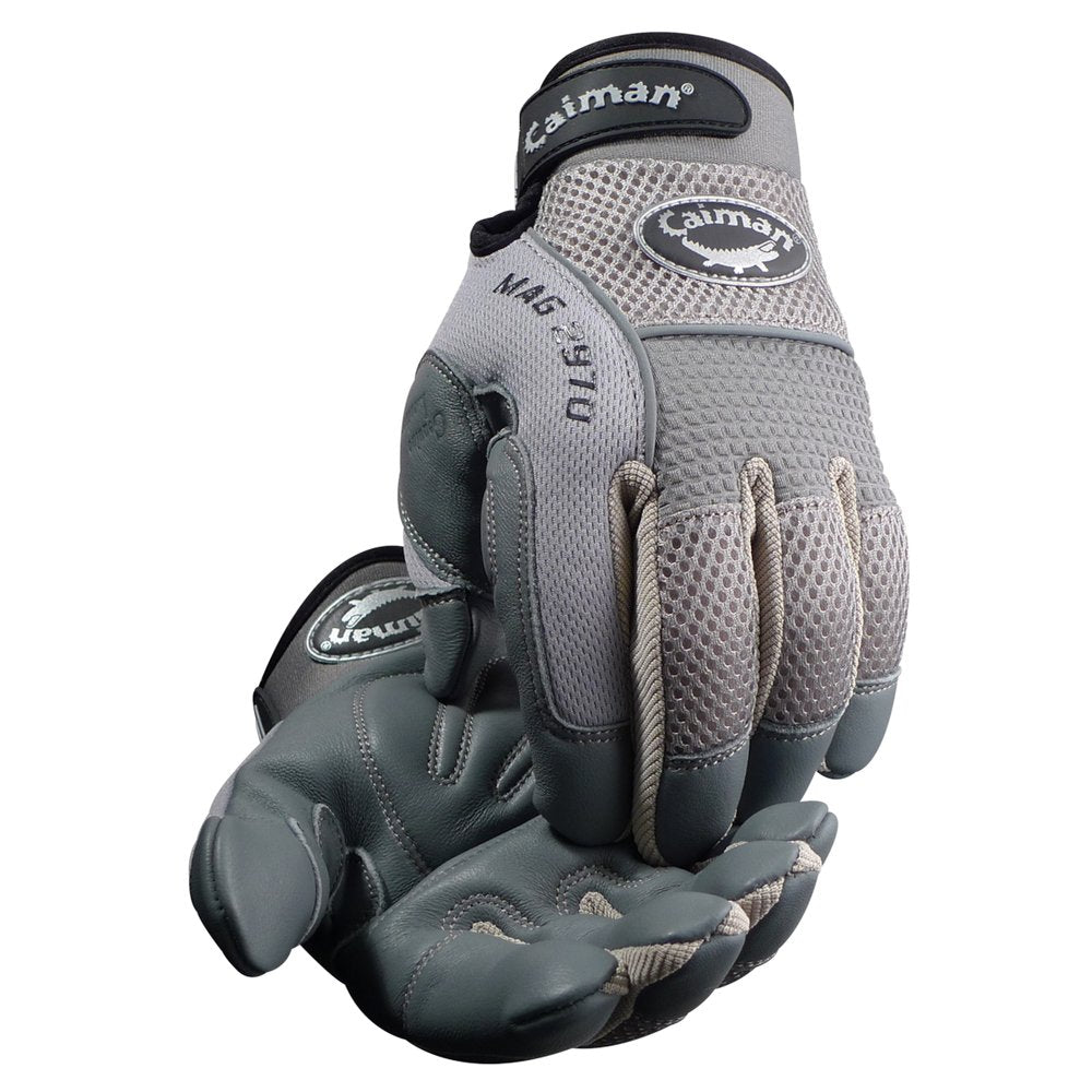 Caiman by PIP Mech Glove GRY Split Deer Palm, 6 Pairs/Box
