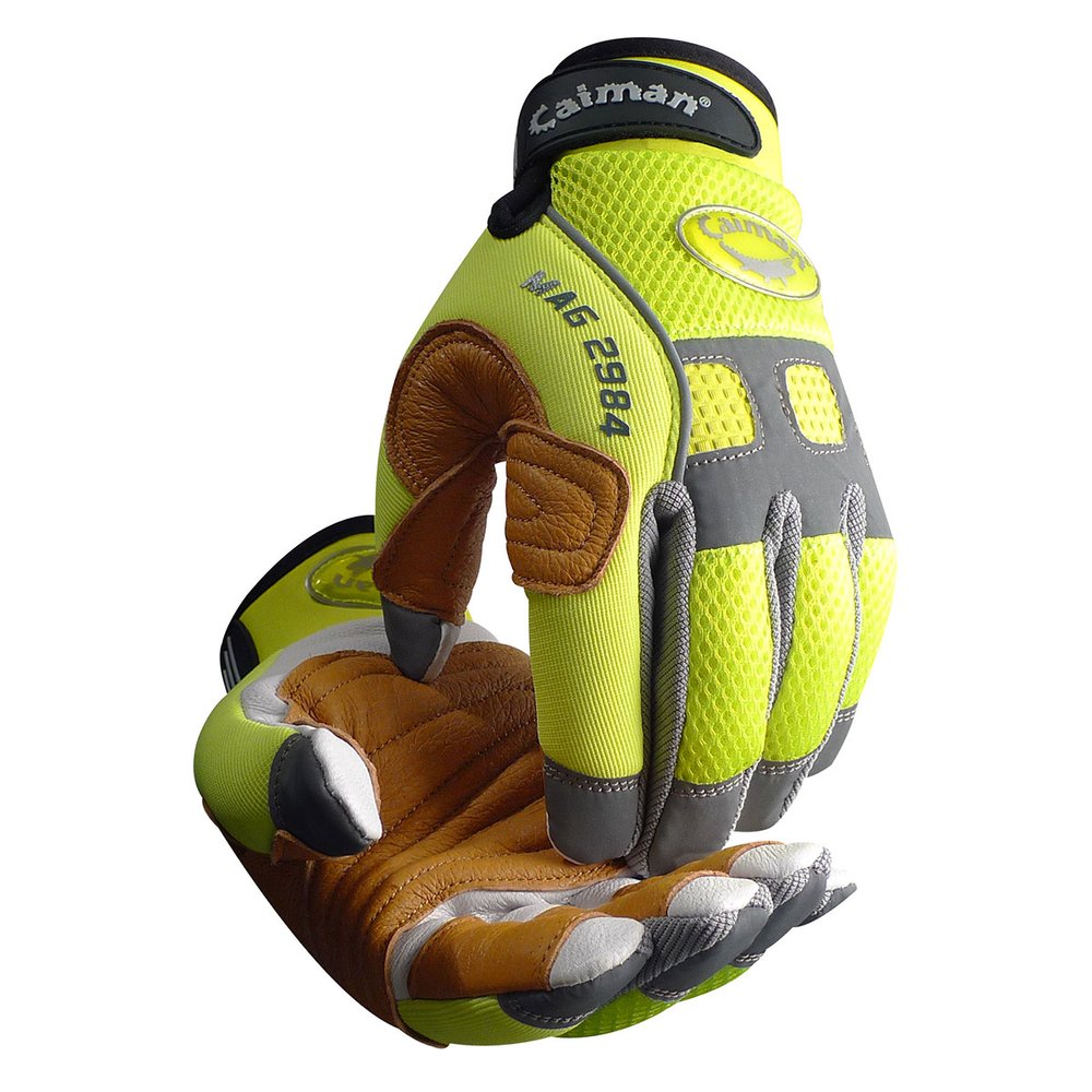 Caiman by PIP Glove WHT GOAT/PIG Leather Hvis Mesh L (Pair)