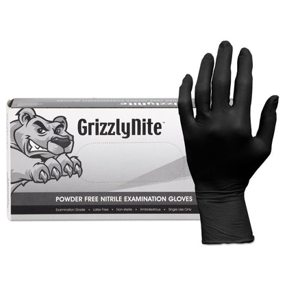 ProWorks GrizzlyNite Nitrile Gloves, Powder-Free, X-Large, 5 mil Thick, Black, 100/Box, 10 Boxes/Carton