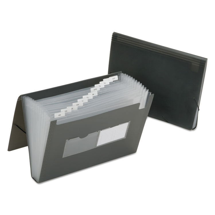 7530016597149, SKILCRAFT 1.25" Expansion File, 12 Sections, Elastic Cord Closure, Straight Tab, Letter Size, Smoke, 12/Carton