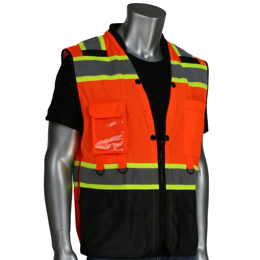 PIP TY R CL2 2-TONE 12P Tether Vest D Ring ORG 4X