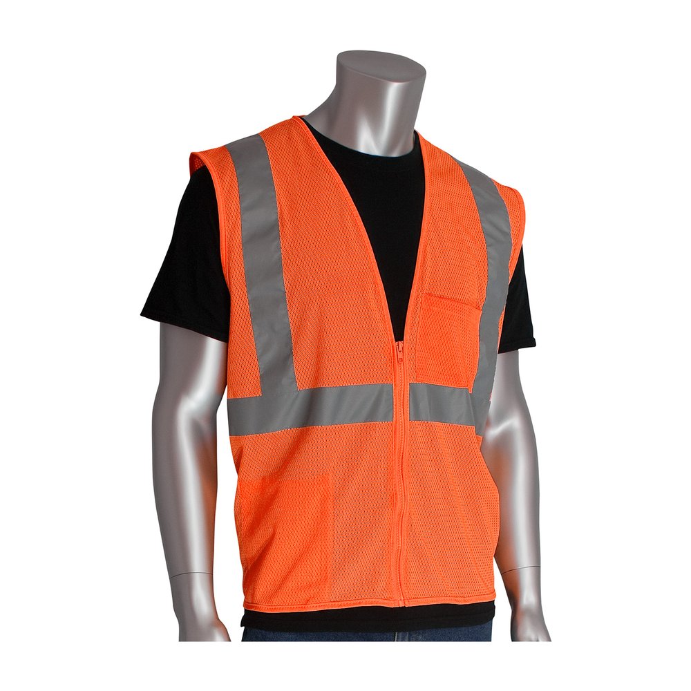 PIP ANSI Type R Class 2 Twopocket Zipper Mesh Vest
