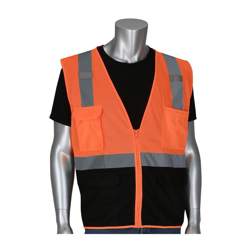 PIP Type R CL2 5POCKET Valuemesh Vest W/BLK Frnt 2X