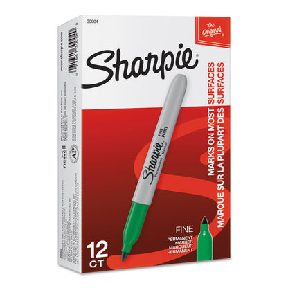 Fine Bullet Tip Permanent Marker, Green, Dozen