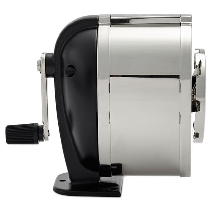 KS Manual Classroom Pencil Sharpener, Table/Wall-Mount Design, Manually-Powered, 2.75 x 4.75 x 4.25, Black/Nickel