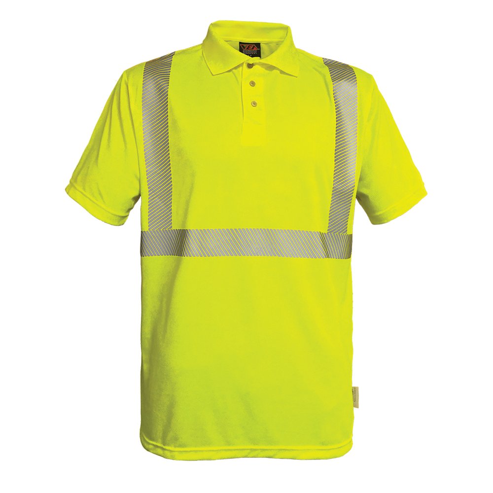 Reflective Apparel by PIP T R CL2 S.sleeve M.wicking Polo W/SCOTCHLITE 2X