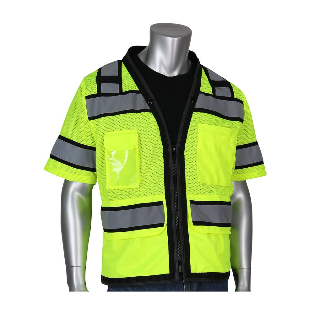 PIP Type R CL3 BLK 2-TONE 11P Mesh Vest W/D Ring
