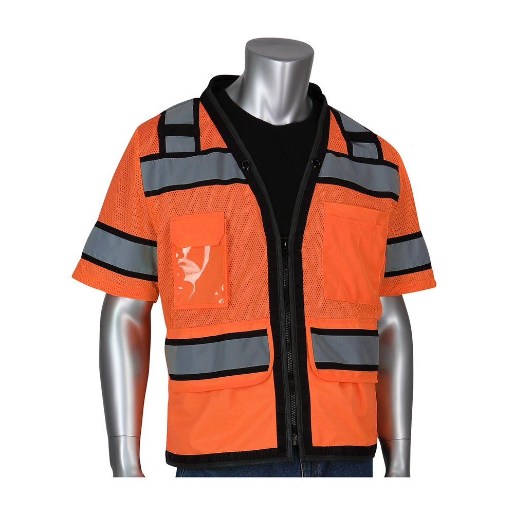 PIP Type R CL3 BLK 2-TONE 11P Mesh Vest W/D Ring
