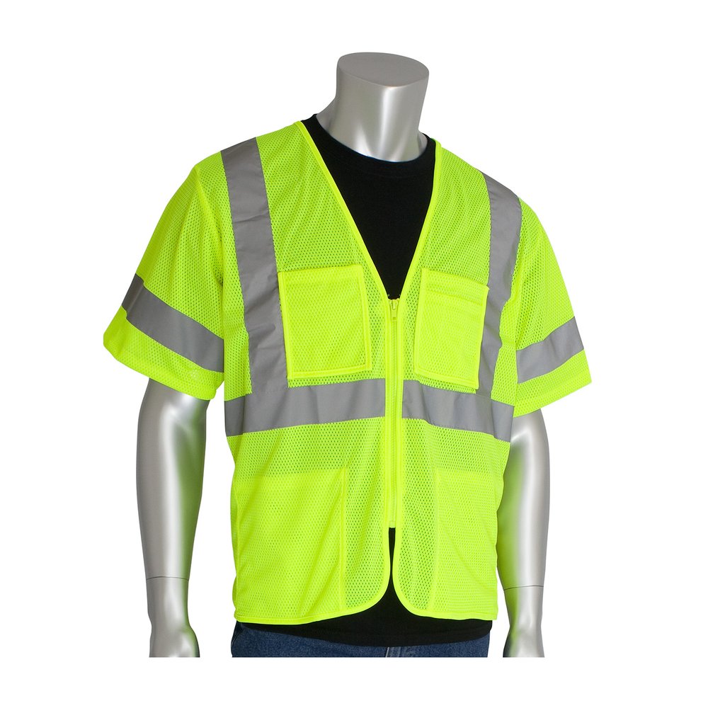 PIP Mesh Vest 4 Pockets Zipper 2IN. Tape LY, 50/Case
