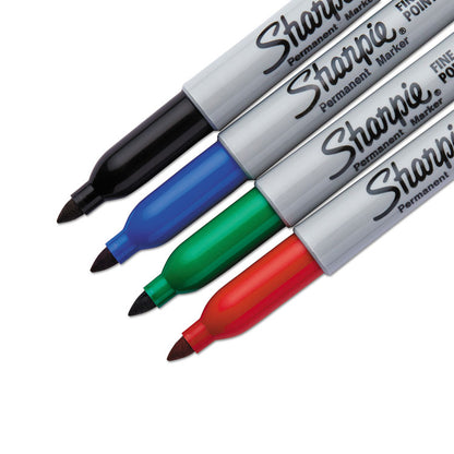 Fine Tip Permanent Marker, Fine Bullet Tip, Assorted Colors, 4/Set