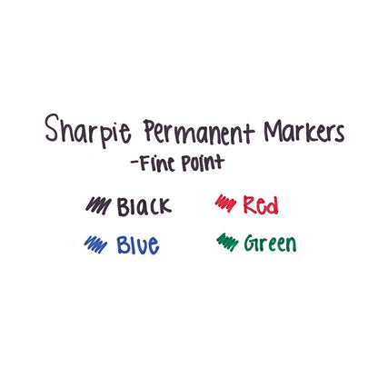 Fine Tip Permanent Marker, Fine Bullet Tip, Assorted Colors, 4/Set