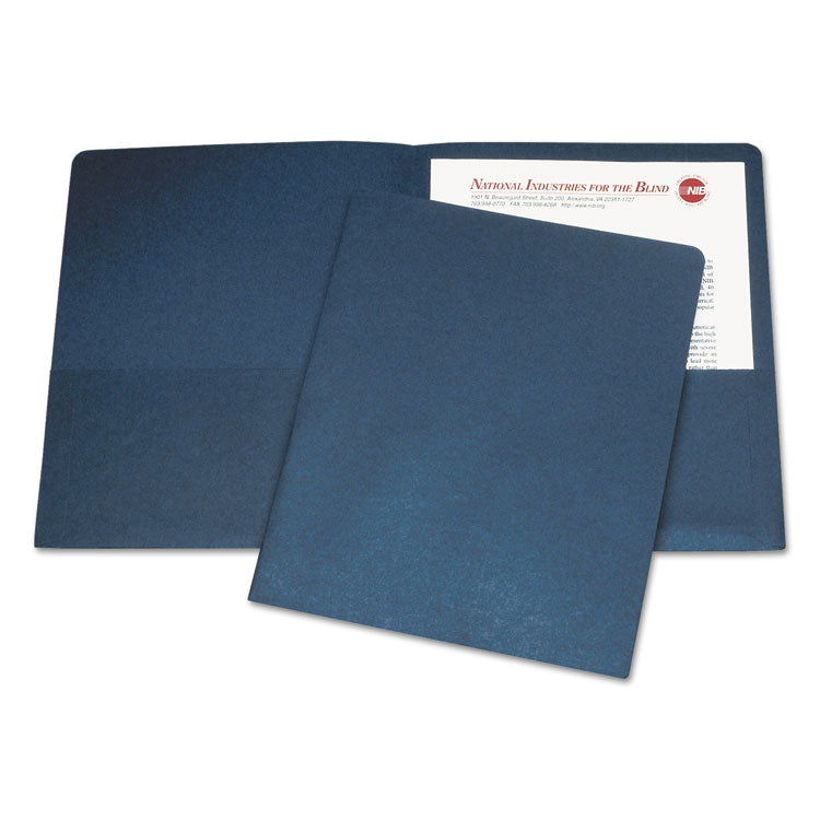 7510005842489, SKILCRAFT Double Pocket Portfolio, Accommodates (75) 11 x 8.5 Sheets, Dark Blue, 25/Box