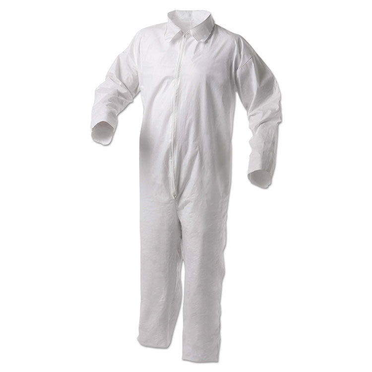 A35 Liquid and Particle Protection Coveralls, Zipper Front, 4X-Large, White, 25/Carton