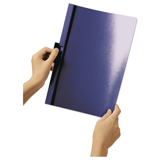 DuraClip Report Cover, Clip Fastener, 8.5 x 11, Clear/Navy (Each)