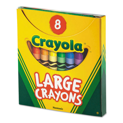 Large Crayons, Tuck Box Packaging, Large Size, 0.44" x 4", 8 Assorted Colors, 8/Pack