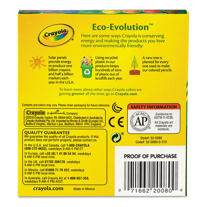 Large Crayons, Tuck Box Packaging, Large Size, 0.44" x 4", 8 Assorted Colors, 8/Pack
