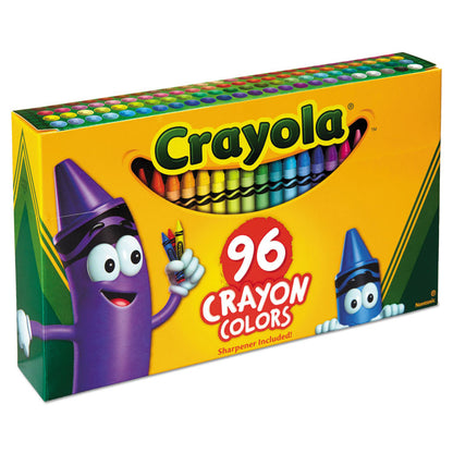 Classic Color Crayons, Classic Flip-Top Box with Built-In Sharpener, Regular Size, 0.31" x 3.63", 96 Assorted Colors, 96/Pack