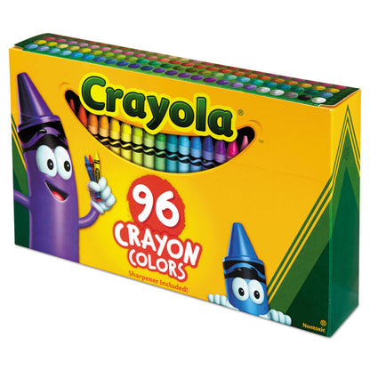 Classic Color Crayons, Classic Flip-Top Box with Built-In Sharpener, Regular Size, 0.31" x 3.63", 96 Assorted Colors, 96/Pack
