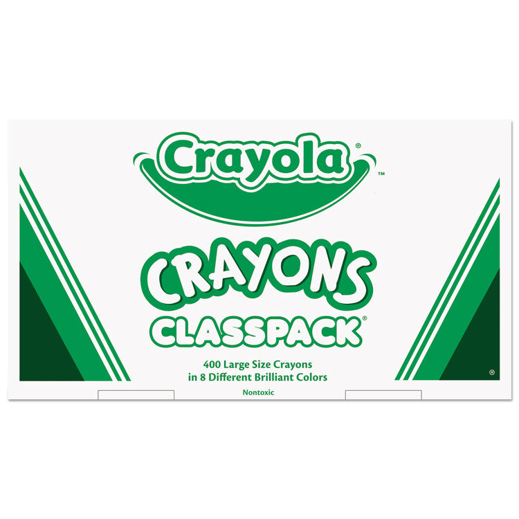 Classpack Crayons, Large Size, 0.44" x 4", 8 Assorted Colors, 400/Pack