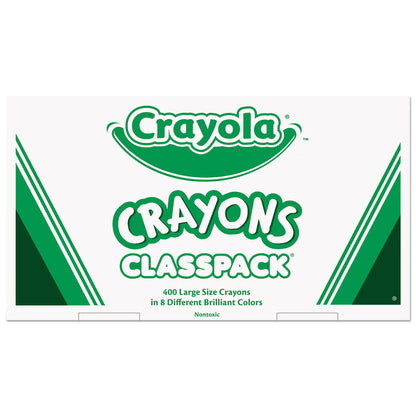 Classpack Crayons, Large Size, 0.44" x 4", 8 Assorted Colors, 400/Pack