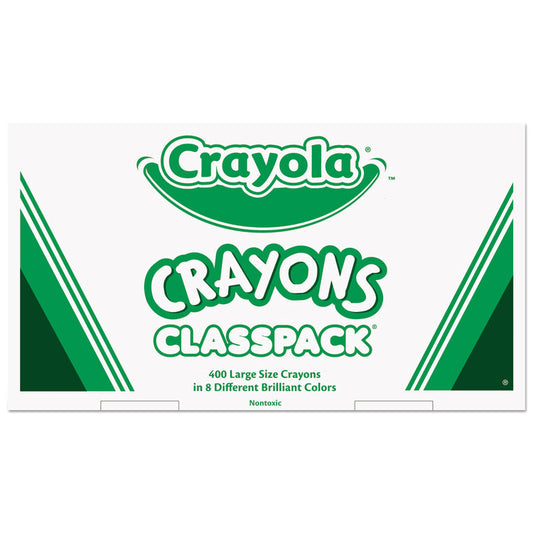 Classpack Crayons, Large Size, 0.44" x 4", 8 Assorted Colors, 400/Pack
