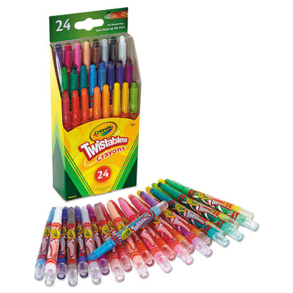 Twistables Mini Crayons, Miniature Size, 0.44" x 4", 24 Assorted Colors, 24/Pack