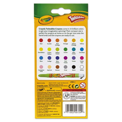 Twistables Mini Crayons, Miniature Size, 0.44" x 4", 24 Assorted Colors, 24/Pack