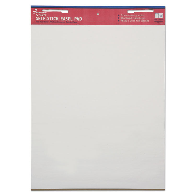 7530013930104, SKILCRAFT Self-Stick Easel Pad, Unruled, (30) White 25 x 30 Sheets, 2/Pack