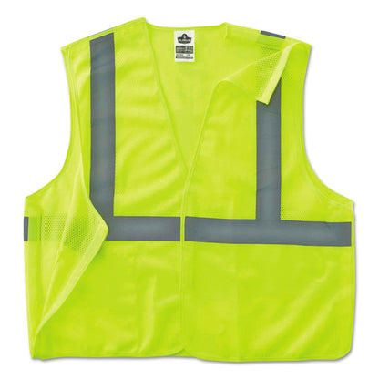 GloWear 8215BA Type R Class 2 Econo Breakaway Mesh Safety Vest, Polyester, 4X-Large to 5X-Large, Lime