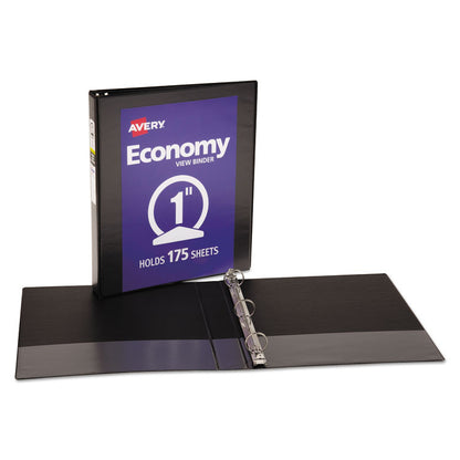 Economy View Binder with Round Rings , 3 Rings, 1" Capacity, 11 x 8.5, Black, (5710)