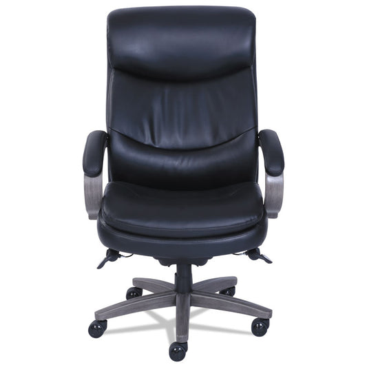 Woodbury Big/Tall Executive Chair, Supports Up to 400 lb, 20.25" to 23.25" Seat Height, Black Seat/Back, Weathered Gray Base