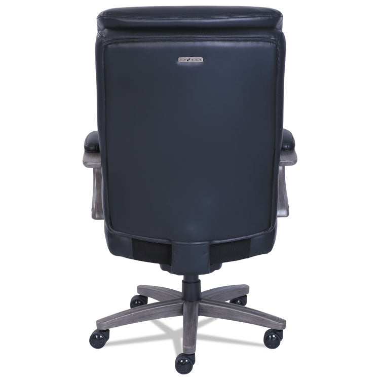 Woodbury Big/Tall Executive Chair, Supports Up to 400 lb, 20.25" to 23.25" Seat Height, Black Seat/Back, Weathered Gray Base