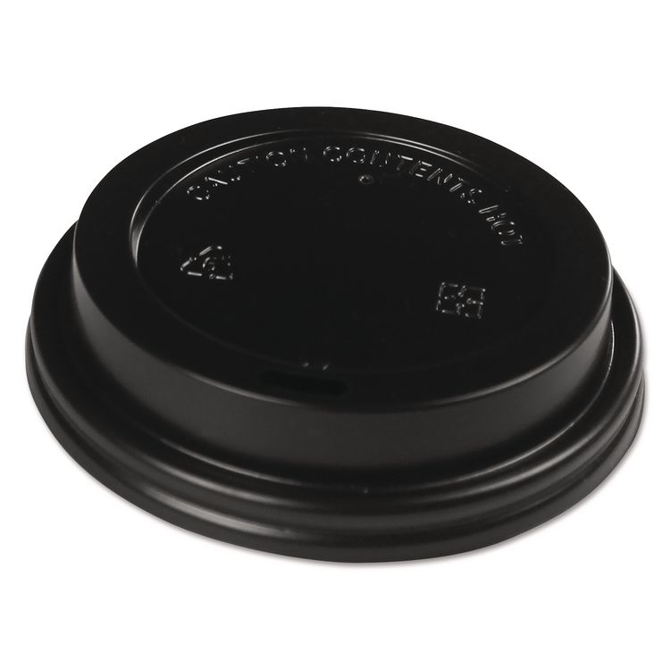 Hot Cup Lids, Fits 10 oz to 20 oz Hot Cup, Plastic, Black, 1,000/Carton