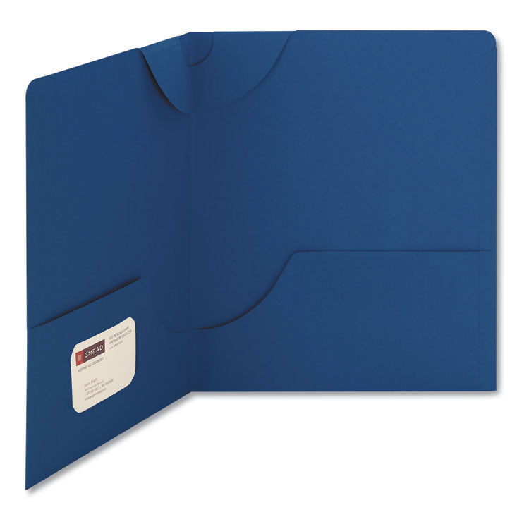 Lockit Two-Pocket Folders in Textured Stock, Accommodates (100) 11 x 8.5 Sheets, Dark Blue, 25/Box