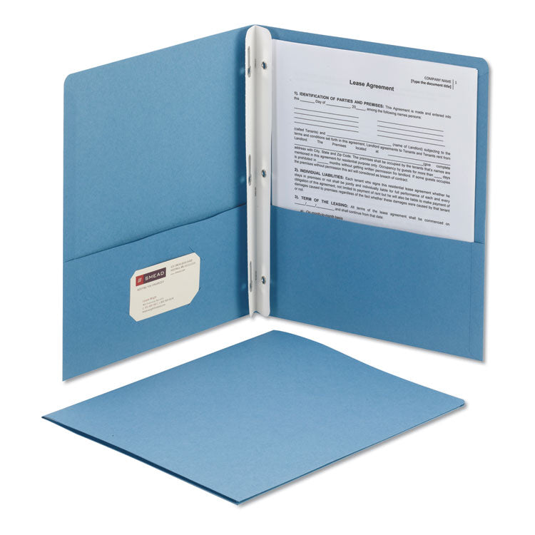 Two-Pocket Folder with Tang Strip Style Fasteners, Accommodates (100) 11 x 8.5 Sheets, Blue, 25/Box