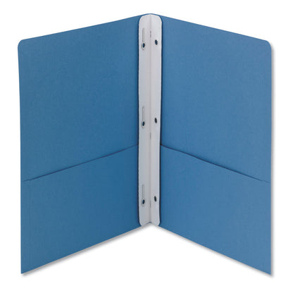 Two-Pocket Folder with Tang Strip Style Fasteners, Accommodates (100) 11 x 8.5 Sheets, Blue, 25/Box