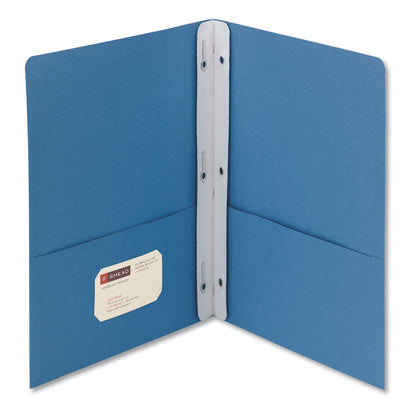 Two-Pocket Folder with Tang Strip Style Fasteners, Accommodates (100) 11 x 8.5 Sheets, Blue, 25/Box