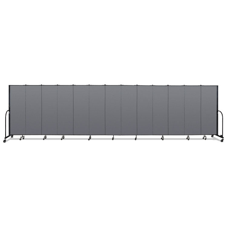 Portable Room Divider, 24 ft 1" x 0.75" x 6 ft, Vinyl/Fiberglass/Steel, Gray